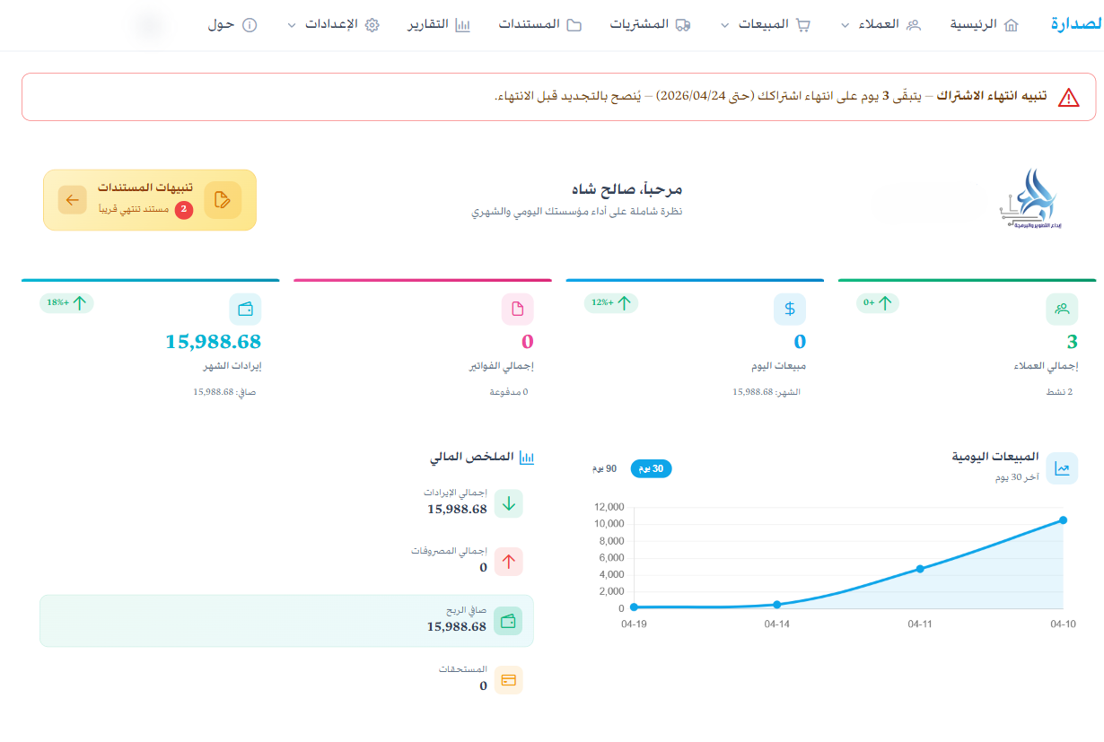 الصدارة الكامل: لوحة التحكم